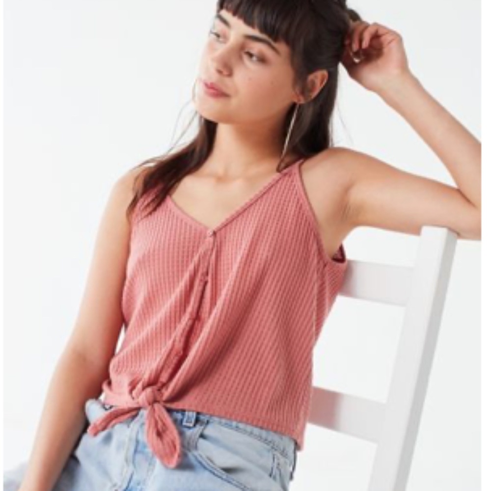 Urban Outfitters waffle knit tie-front cami